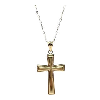 Cross Necklace 14kt Yellow Gold 16in 1.5g Spring Ring Clasp New For Sale