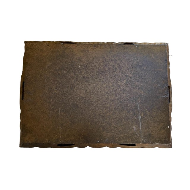 Vintage Arts and Crafts Wooden Tile Serving Tray W/ Handles For Sale - Image 4 of 5