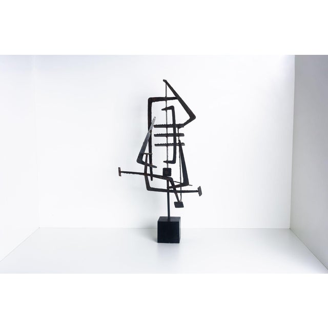 Mid-Century Modern 1950s Studio Forged Metal Sculpture For Sale - Image 3 of 7