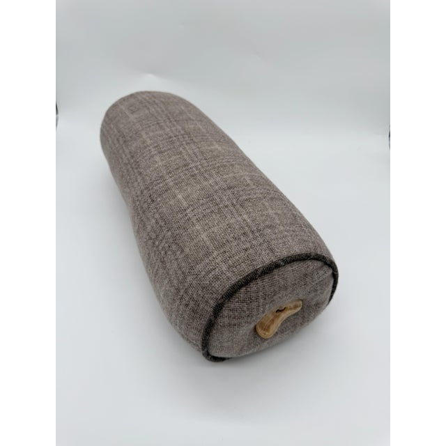 Traditional Wool Subtle Plaid Lumbar Throw Pillow For Sale - Image 3 of 4