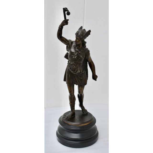 Antique (1880's) Roman Warrior Statue has an Italian /Roman Style. Made of Speltzer in a Bronze Finish. The Measurements:...