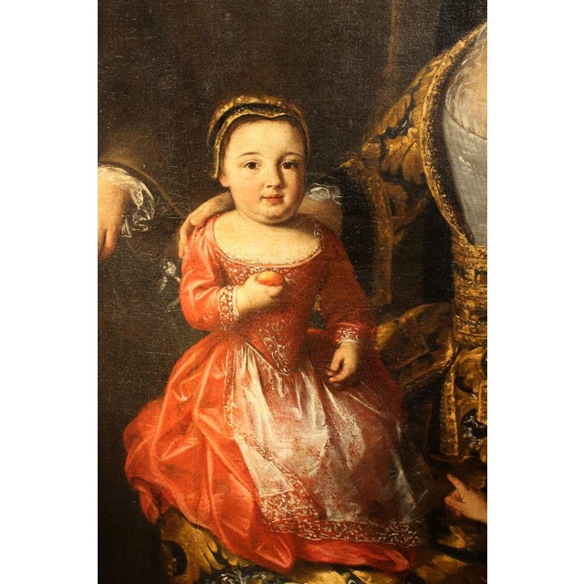 Mid 18th Century Lucia Casalini Torelli, Portrait of the Italian Noble Family of Zanardi, 1740, Oil on Canvas For Sale - Image 5 of 6