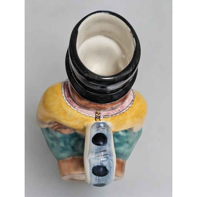 1930s Vintage Signed Fábrica Sant'Anna Portuguese Faience Figural Toby Jug / Barrel Pitcher (10.5") For Sale - Image 5 of 6