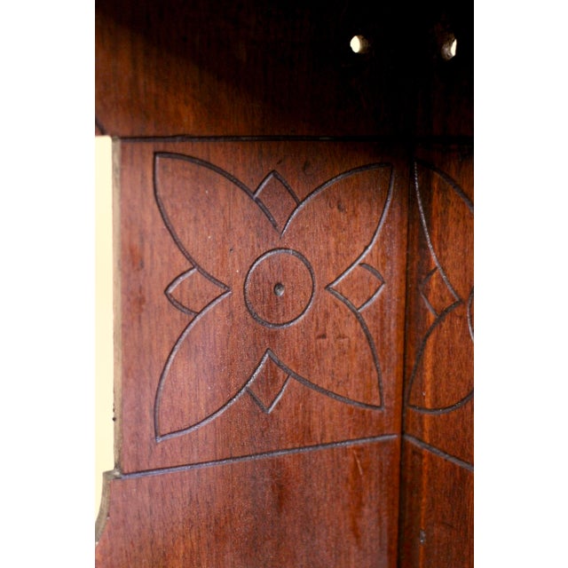 1920s Folk Art Dark Walnut Corner Shelf With Gothic Floral Details For Sale - Image 10 of 15