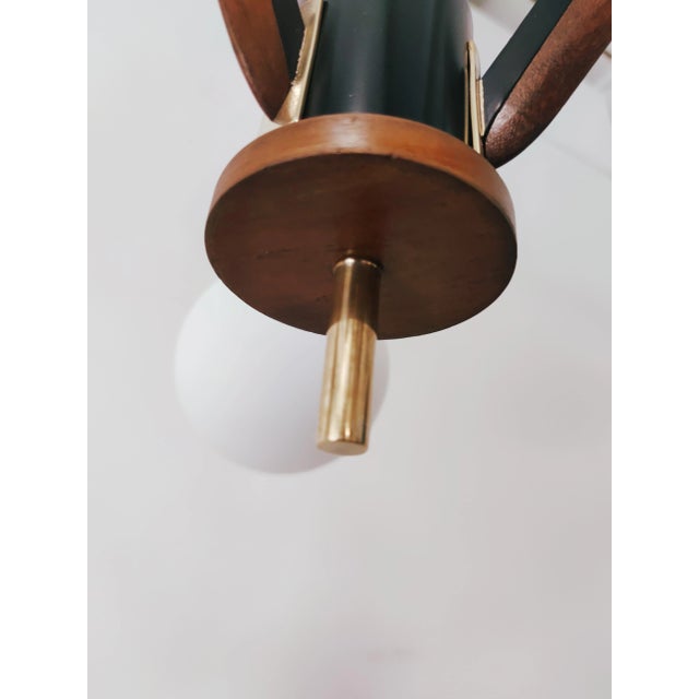 Vintage Brass & Wooden Ceiling Lamp from Stilnovo For Sale - Image 11 of 18