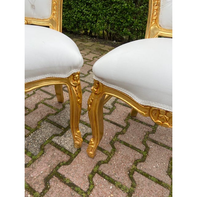 Baroque Late 20th Italian Baroque Gold Beech Dining Chairs Set 4 For Sale - Image 3 of 14
