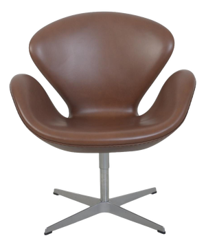 Tall Swan Chair in Mokka Leather by Arne Jacobsen, 2007