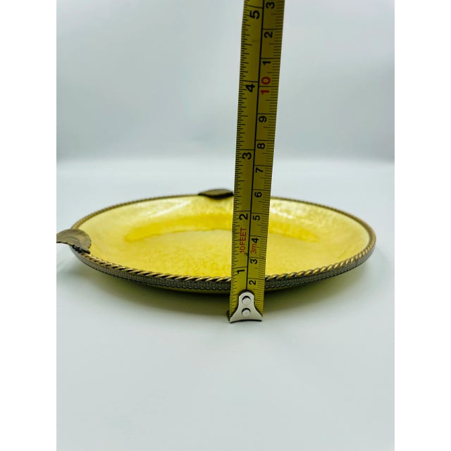 1950s Evans Handsome Gold Tone & Canary-Enamel Dresser Leaf Tray For Sale - Image 9 of 10