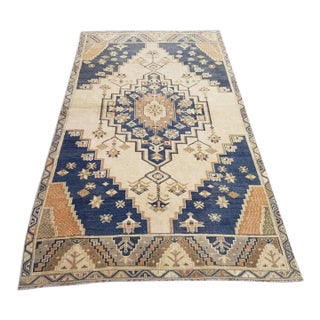 1960s Vintage Muted Bige Small Rug For Sale