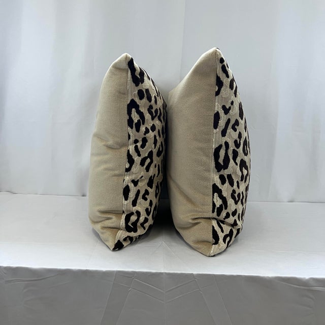 Abstract Animal Print Velvet 22”x22” Feather/Down Pillows -a Pair For Sale - Image 3 of 5