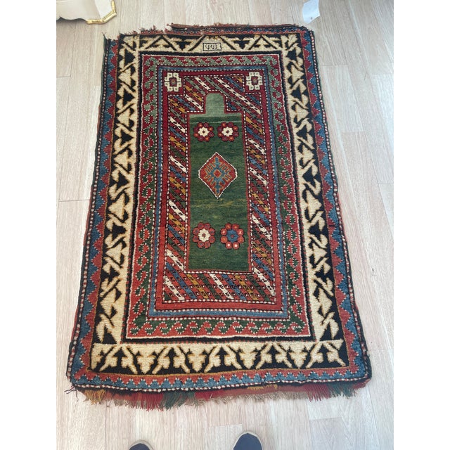 Antique Caucasian Borchalu Kazak Rug Wool Handmade 4.1' X 6.2' - Circa 1860s For Sale - Image 10 of 11