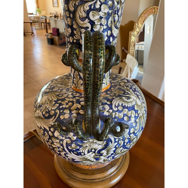 Renaissance 19th C Italian Renaissance Antique Lamp Snake Handles For Sale - Image 3 of 12