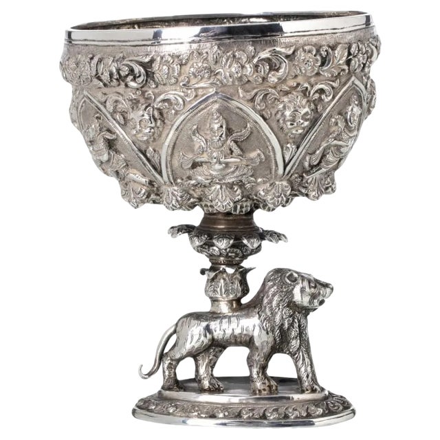 Middle Eastern Silver Bowl, 19th Century For Sale
