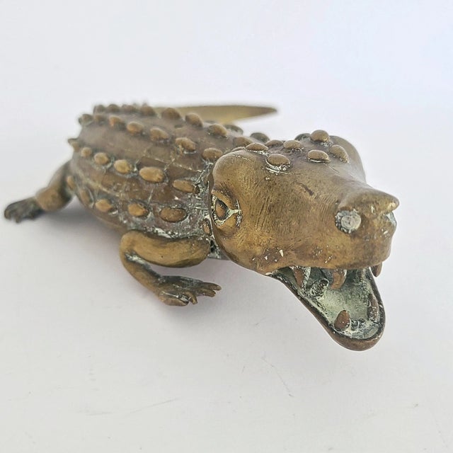 1940's Vintage Brass Crocodile Figurine For Sale - Image 10 of 12
