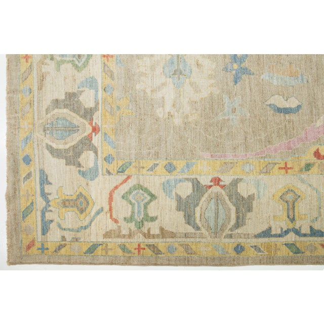 Textile Apadana's Modern Sultanabad Designed Wool Rug Handmade in Ligth Brown For Sale - Image 7 of 10