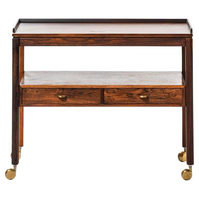 Brown Trolley in Brass and Rosewood attributed to Sven Engström & Gunnar Myrstrand, 1960s For Sale - Image 8 of 8