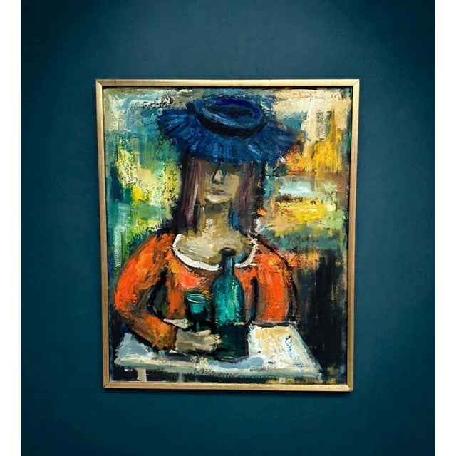 Sven Lundgren, The Woman with the Wine Bottle, 1950s, Oil Painting on Canvas, Framed For Sale - Image 16 of 16