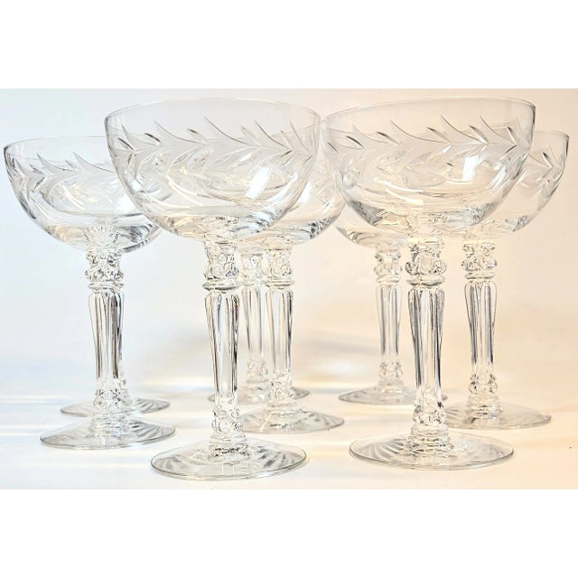 Talk about perfection! This is fostoria glass' version of laurel leaf. The leaves are cut in 2 alternating depths, giving...