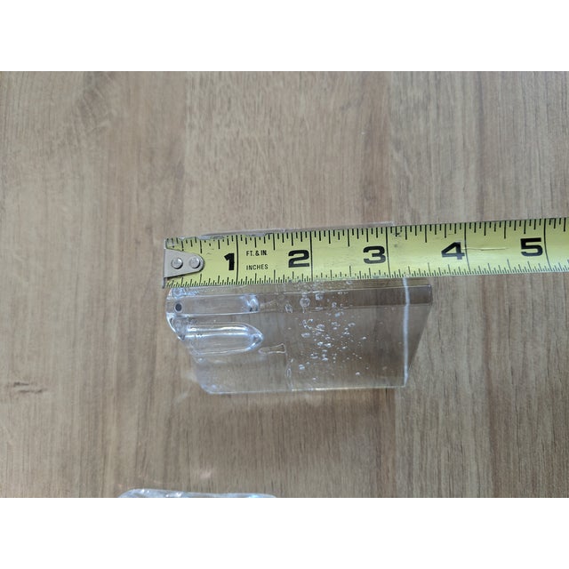 Transparent Pair of Ittala Finland Timo Sarpaneva Arkipelago Ice Block Glass Candle Holders MCM For Sale - Image 8 of 8