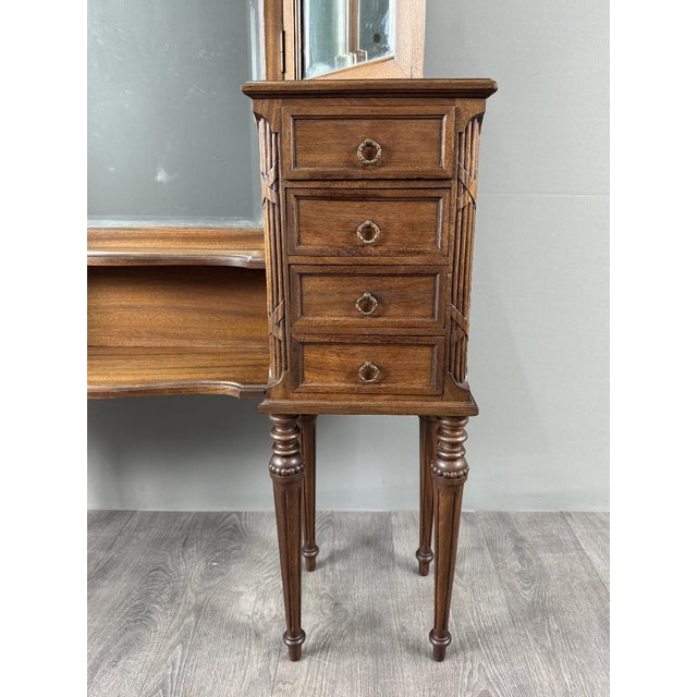 Wood 20th Century Louis XVI Dressing Table with Triptych Mirror For Sale - Image 7 of 13