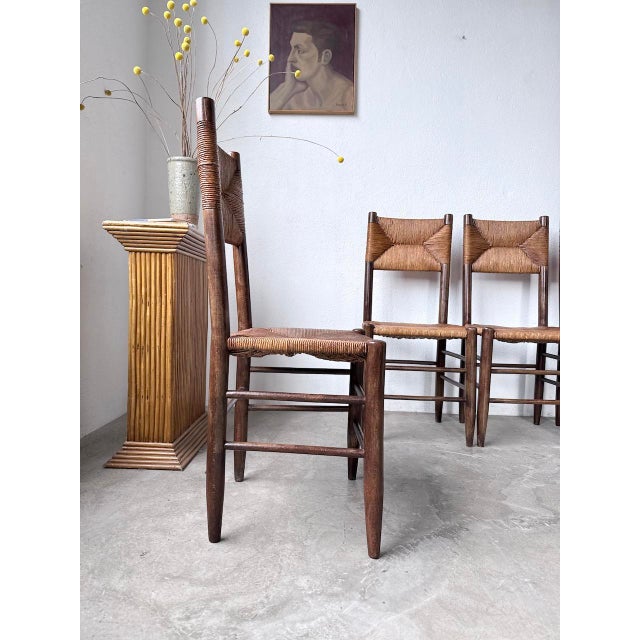 Straw and Oak Chairs from Beauche Perriand, 1950s, Set of 6 For Sale - Image 15 of 18