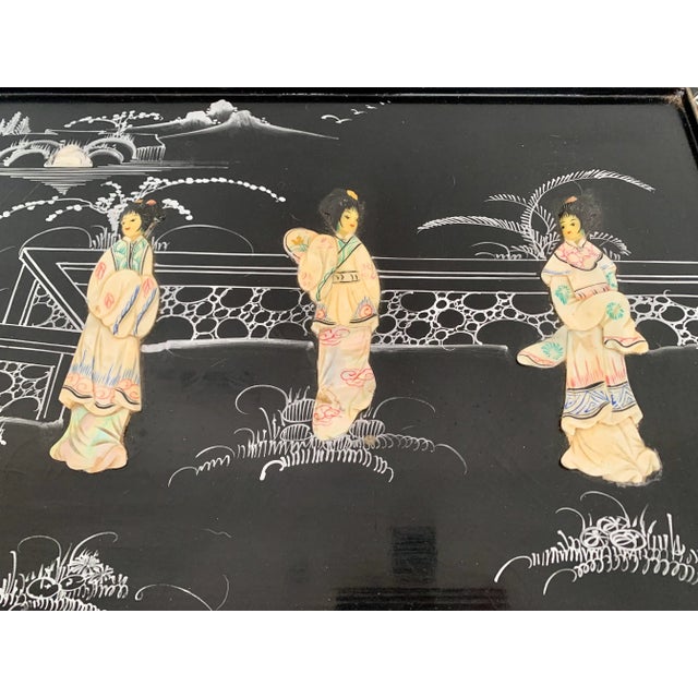 Black Lacquer Chinoiserie Coffee Table For Sale In Phoenix - Image 6 of 10