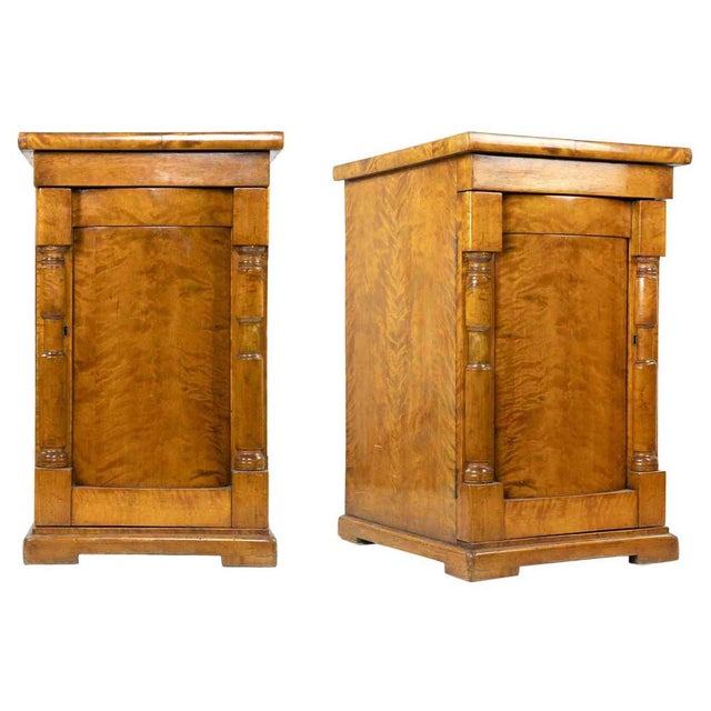 French Empire Style Walnut Night Tables, Late 19th Century, Set of 2 For Sale - Image 9 of 9