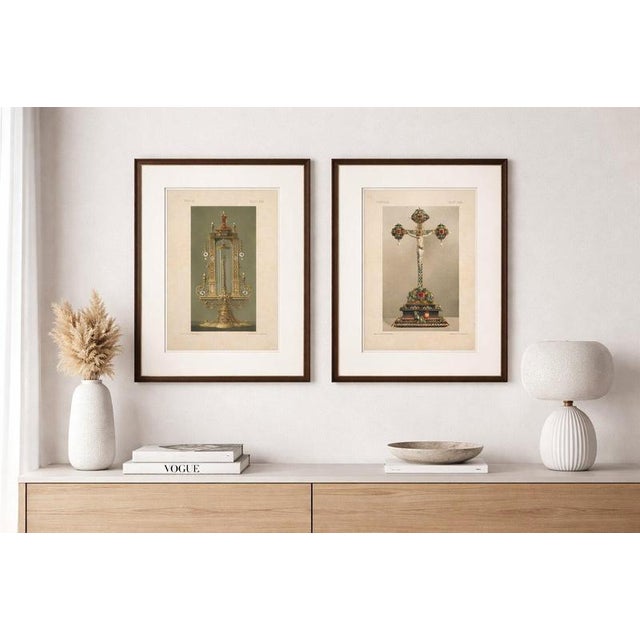 This refined pair of chromolithographs, produced in munich in 1874 by the renowned ecclesiastical publisher f. X. Zettler,...