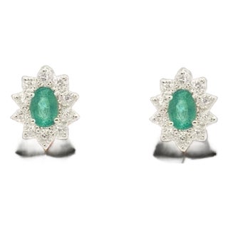 Natural Emerald Diamond Earrings 14k White Gold 2.4 TCW Certified For Sale