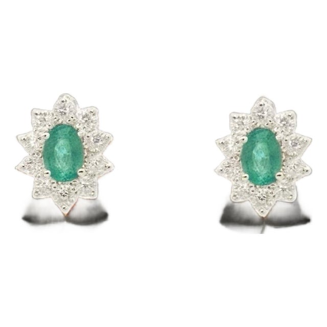 Natural Emerald Diamond Earrings 14k White Gold 2.4 TCW Certified For Sale