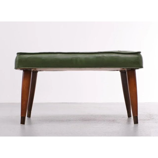 Green Faux Leather Ottoman, 1985 For Sale - Image 7 of 9
