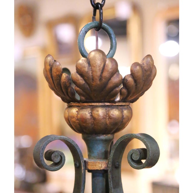 Metal Early 20th Century French Louis XV Verdigris and Gilt 12-Light Iron Chandelier For Sale - Image 7 of 11