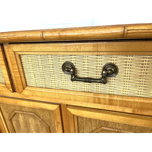 Mid Century Modern Chinoiserie Faux Bamboo Credenza by Broyhill Circa 1960's For Sale - Image 11 of 13
