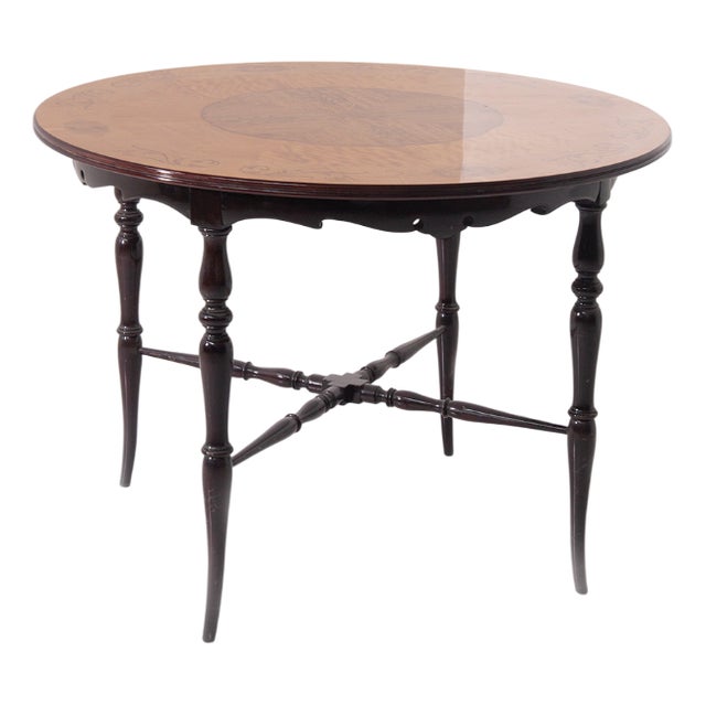 Italian Chiavarino Table with Inlaid Wood, 1950 For Sale