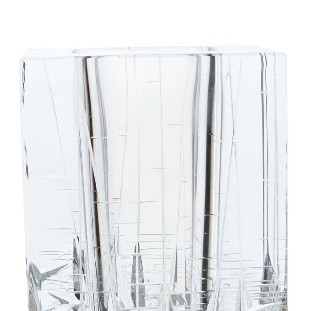 Fumio Sasa for Hoya Crystal “Ice Fall” Faceted Vase With Original Box, Museum Collection For Sale - Image 9 of 12