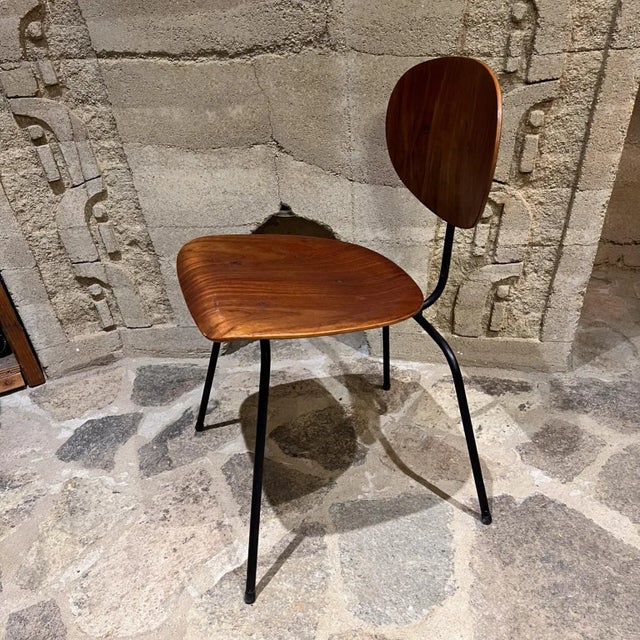 1950s Molded Bent Plywood Chair Metal Base After Eames For Sale In San Diego - Image 6 of 10
