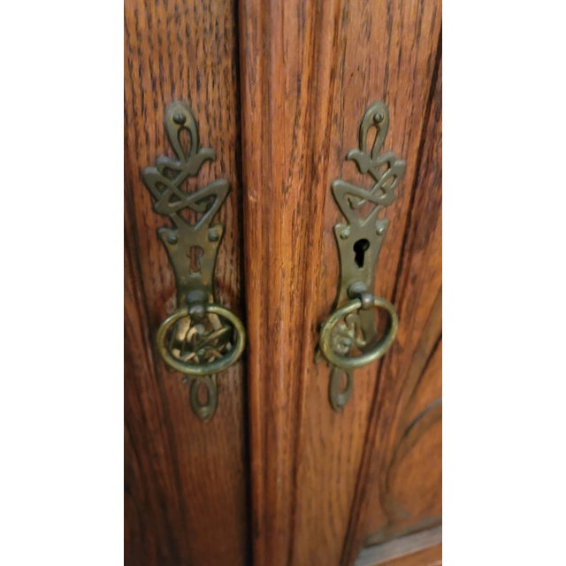 1890s Rare Art Nouveau Eugene Gaillard Maison Bing Oak Hutch Sideboard Signed For Sale - Image 14 of 18