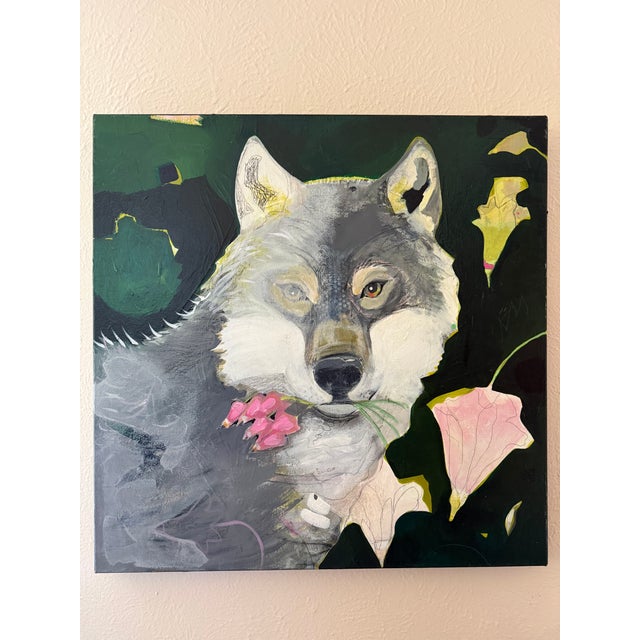 “Flower Eater” Wolf Painting by LWren Walraven For Sale - Image 13 of 13