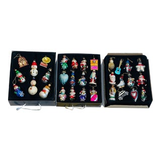 32 Vintage Museum Thomas Pacconi Christmas Ornaments in Wood Box 3 Layers For Sale