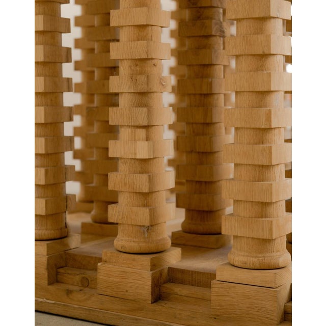 1980s Modern Directoire Oak Colonnade Center Table For Sale - Image 5 of 7