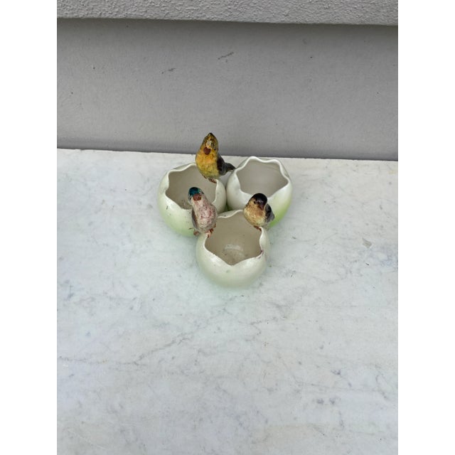 French Majolica Triple Vase Vase Jerome Massier Circa 1900.