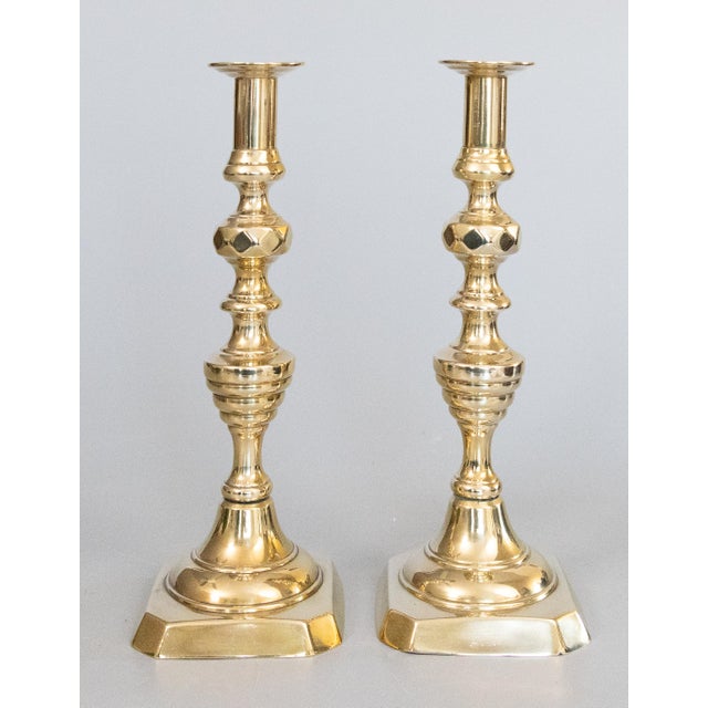English 19th Century English Brass Beehive Push-Up Candlesticks - a Pair For Sale - Image 3 of 10