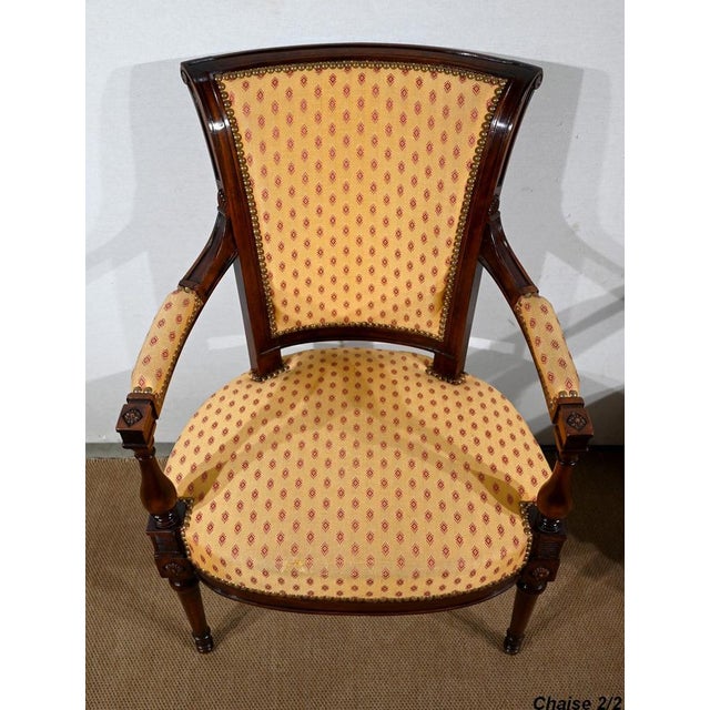 Set of Louis XVI Style Armchairs in Mahogany For Sale - Image 5 of 18