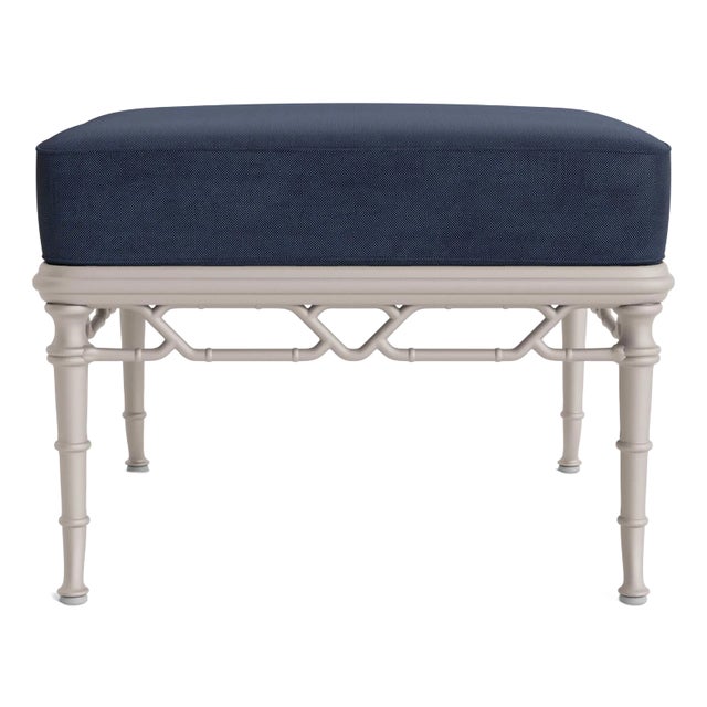 Brown Jordan Calcutta Ottoman, Dove frame with Fusion Neptune fabric For Sale