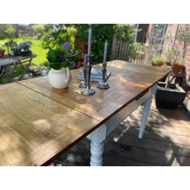 Cream Antique Extendable Table, 1890s For Sale - Image 8 of 18