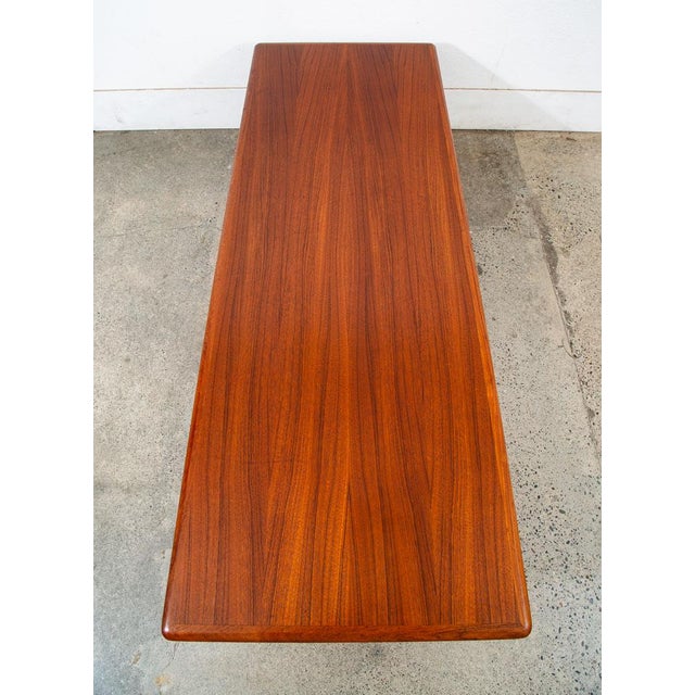 Mid Century Danish Modern Coffee Table Solid Teak Denmark Surfboard MCM Vintage For Sale - Image 4 of 12