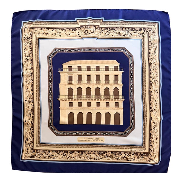 Hermès La Maison Dorée (Bnp) Silk Scarf 1976 Designed by Rybatchenko Vladimir For Sale