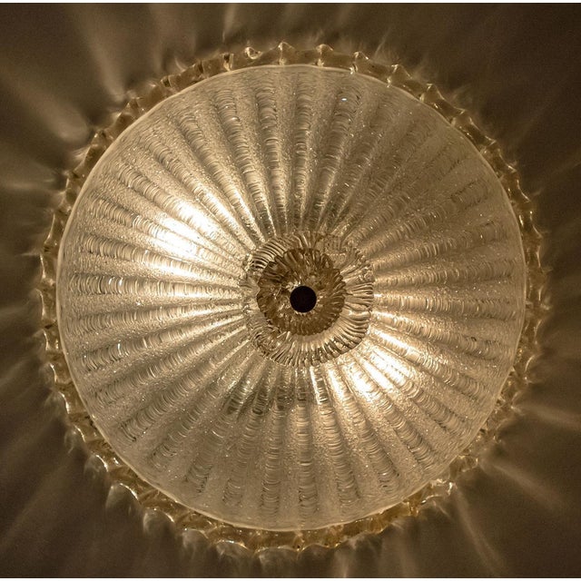 Flush Mount in Pink Salmon and Clear Murano Glass from Barovier & Toso, Italy For Sale - Image 11 of 13