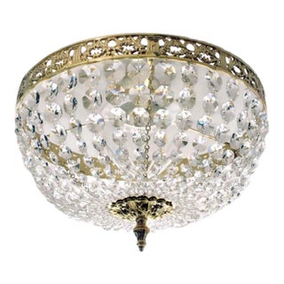 Brass Bathroom Plafond Chandelier With Octagon Crystals For Sale