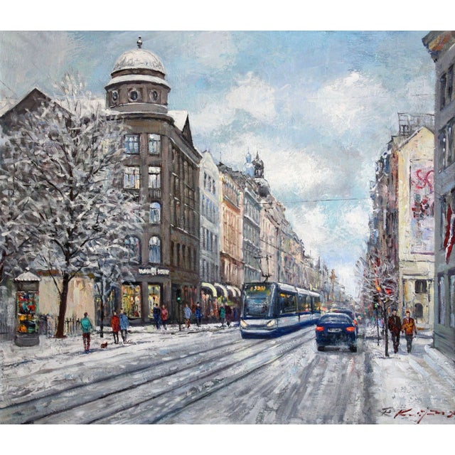 Rolands Krisjans, Winter in the City, 2000s, Oil on Canvas For Sale - Image 7 of 7
